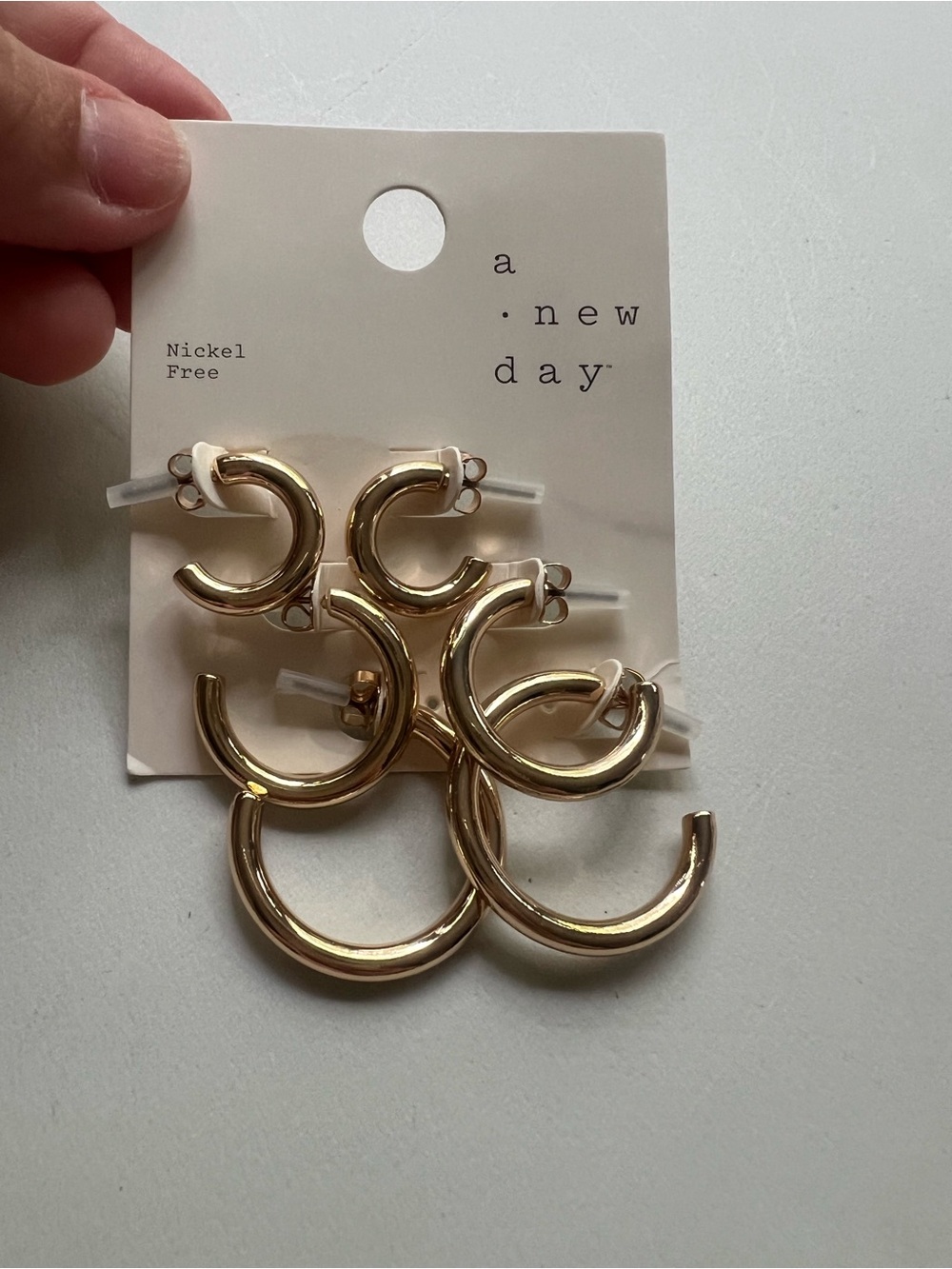a new day Shiny Gold Hoop Earring Set